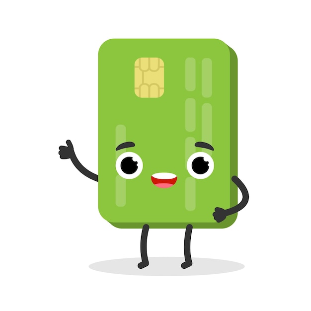 Emoji de paiement en ligne de personnage de carte bancaire verte
