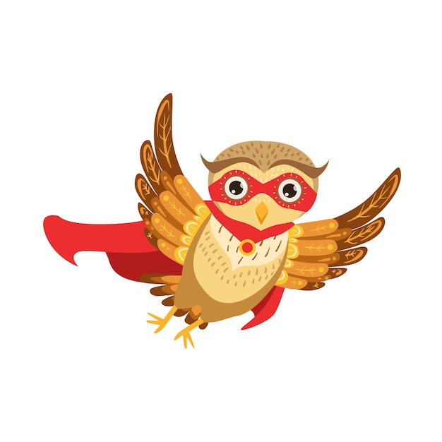 Emoji De Personnage De Dessin Animé Mignon Super-héros Hibou Avec Oiseau Forestier Montrant Les émotions Et Le Comportement Humains