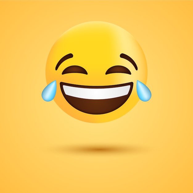 Vecteur emoji de rire heureux avec des larmes ou un visage d'émoticône drôle pour le réseau social