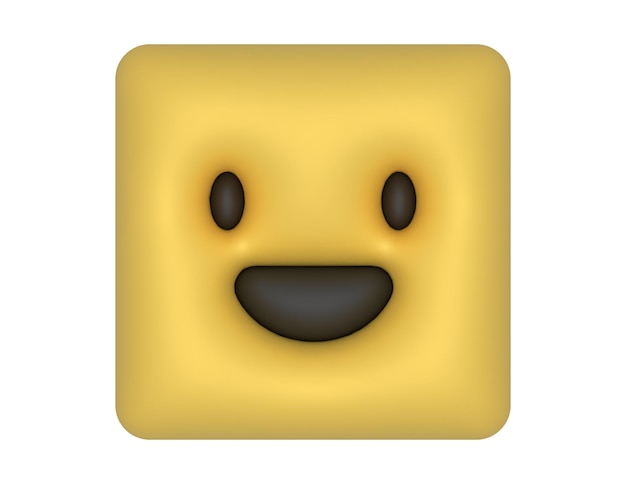 Vecteur emoji de type carré 3d grinnant