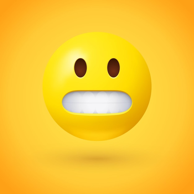 Vecteur emoji visage grimaçant sur fond jaune