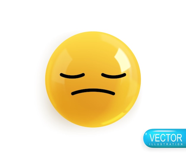 Emoji Visage Offensé Conception 3d Réaliste émoticône Jaune Brillant Couleur Icône Dans Le Style De Dessin Animé En Plastique Isolé Sur Fond Blanc Illustration Vectoriel