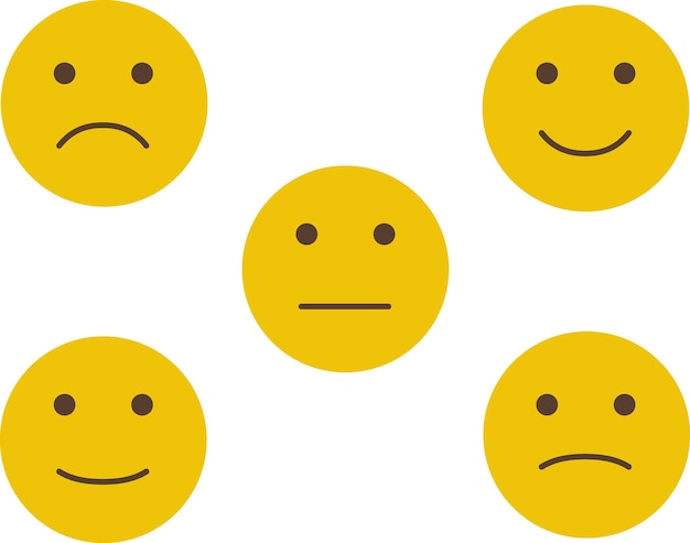 Vecteur emoji visages d'émoticônes drôles avec des expressions faciales