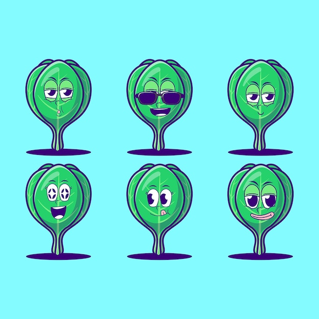 Vecteur emojis de dessin animé de vecteur de pakcoy vert