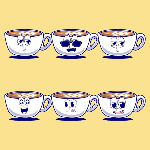 Vecteur emojis de dessin animé de vecteur de tasse de café blanc