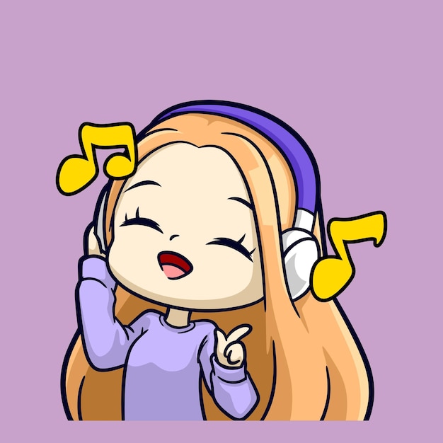 Emote De Dessin Animé Heureux De Jolie Fille Blonde Chibi