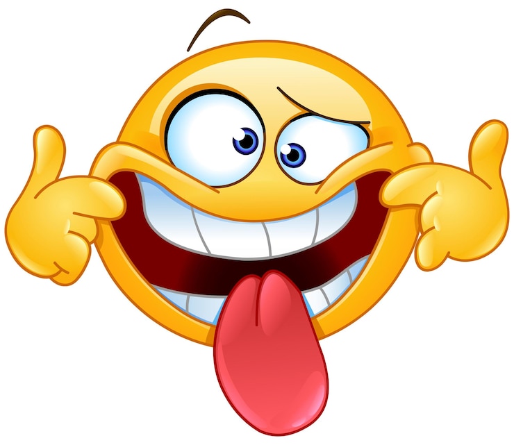Vecteur un emoticon stupide qui retire ses lèvres et sort sa langue pour faire une grimace drôle