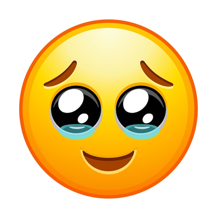 Vecteur émoticône emoji émotionnelle mignonne avec des larmes de joie