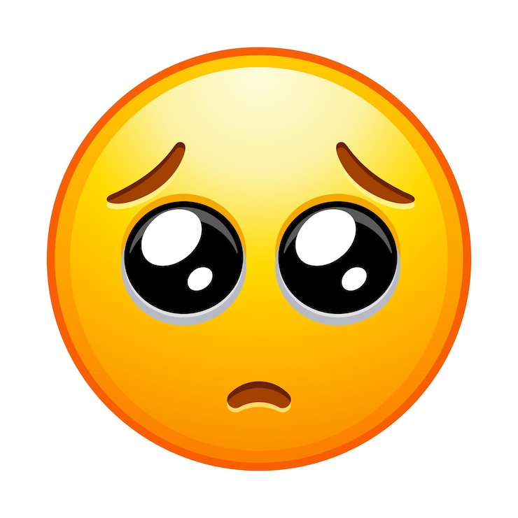 Vecteur émoticône de qualité supérieure emoji au visage suppliant emoji au visage jaune avec un petit froncement de sourcils et de grands yeux comme s'il suppliait ou suppliait éléments de chat populaires