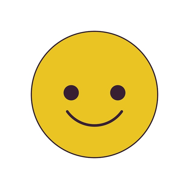 Émoticône souriant positif ligne plate couleur objet vectoriel isolé image clipart modifiable sur fond blanc illustration de spot de dessin animé simple pour la conception web