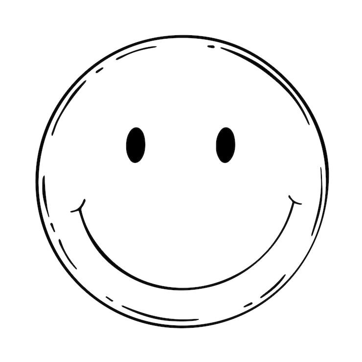 Vecteur émoticône souriante doodle linéaire