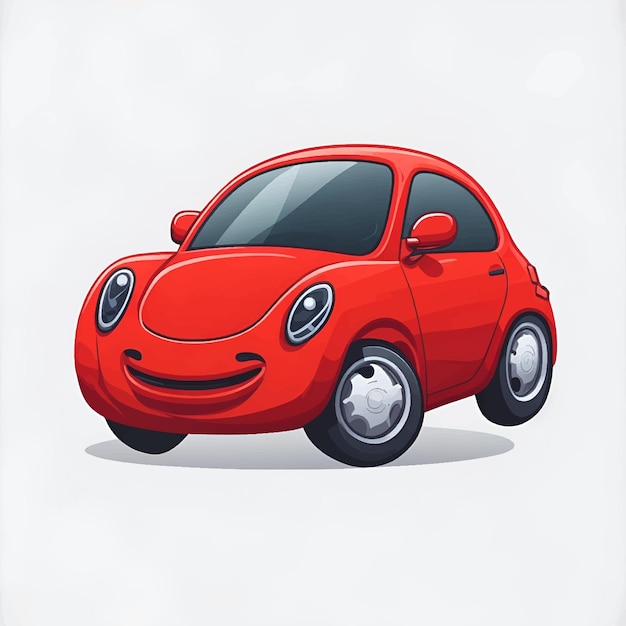 Vecteur Émoticône de voiture rouge personnage de visage de voiture drôle sourit icônes illustration vectorielle