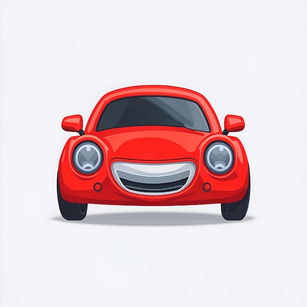 Émoticône de voiture rouge personnage de visage de voiture drôle sourit icônes illustration vectorielle