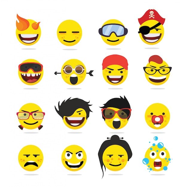 Vecteur Émoticônes emoji style drôle créatif