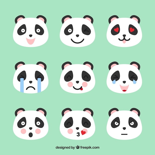 Vecteur Émoticônes de panda avec des détails rose