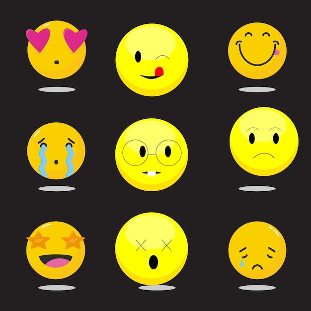 Emoticons grande collection de lignes d'art et de couleurs plates