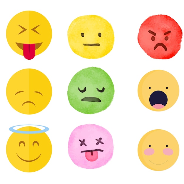 Emoticons grande collection de lignes d'art et de couleurs plates