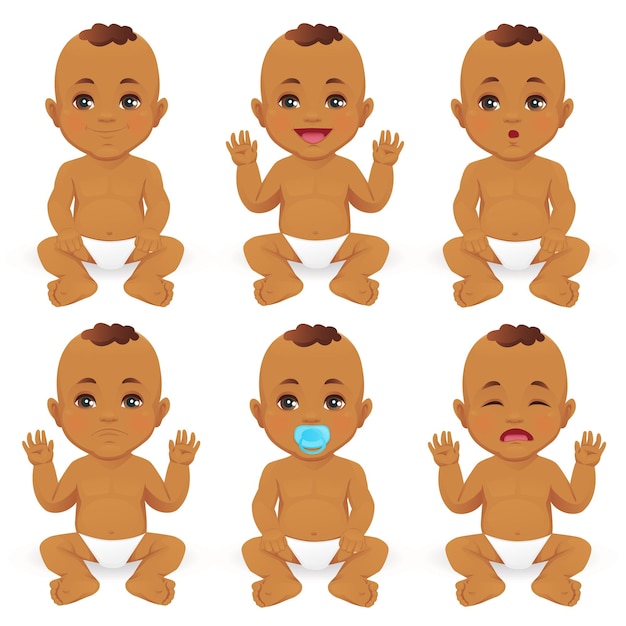 Vecteur Émotions de bébé garçon mignon mis en illustration vectorielle