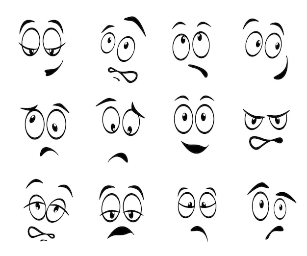 Émotions Comiques De Dessin Animé Ou Doodle Smiley