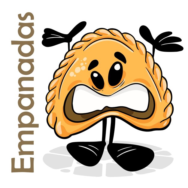 Empanadas Funny Cartoon Caractère Vector Fond Isolé