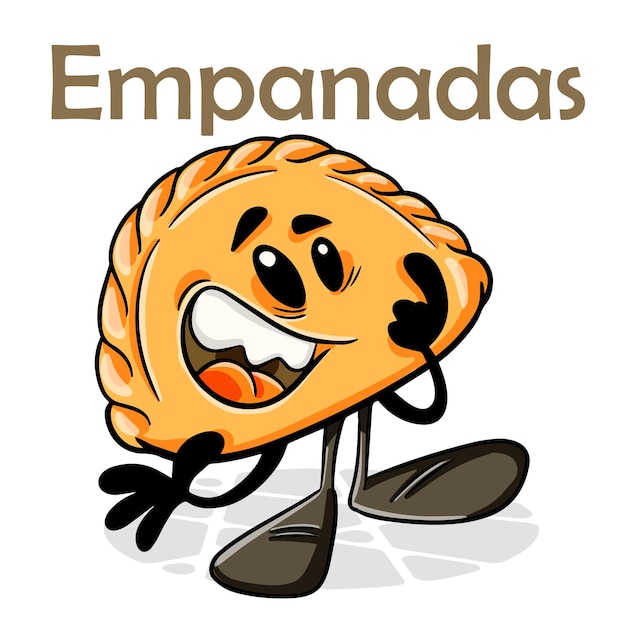 Empanadas Funny Cartoon Caractère Vector Fond Isolé