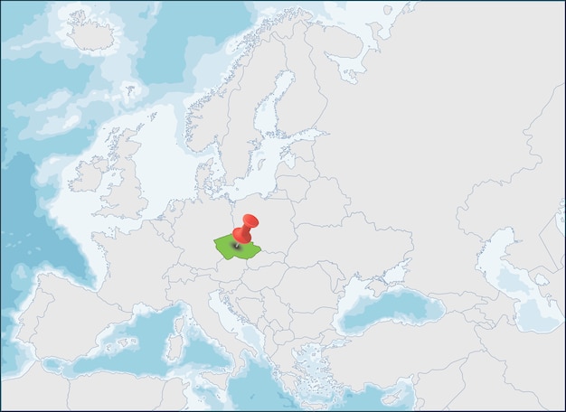 Vecteur l'emplacement de la république tchèque sur la carte de l'europe