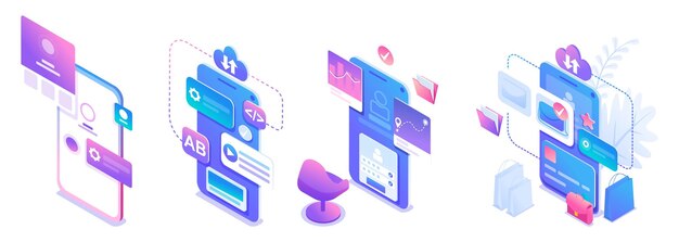 Les employés de la Banque Isométrique élaborent un prêt hypothécaire pour les hommes d'affaires Concept de conception Web