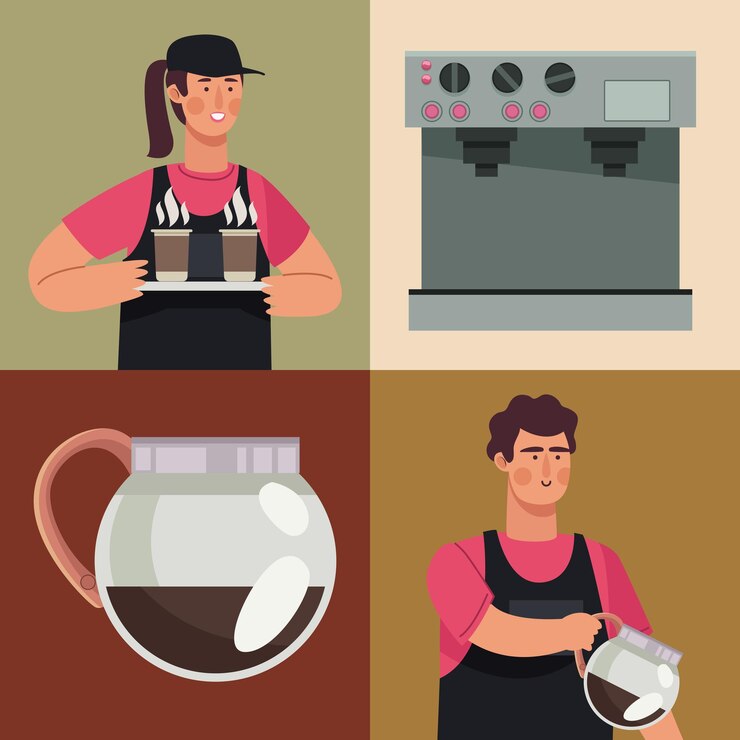 Vecteur employés de café