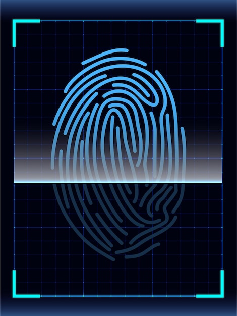 Empreinte bleue sur fond de technologie