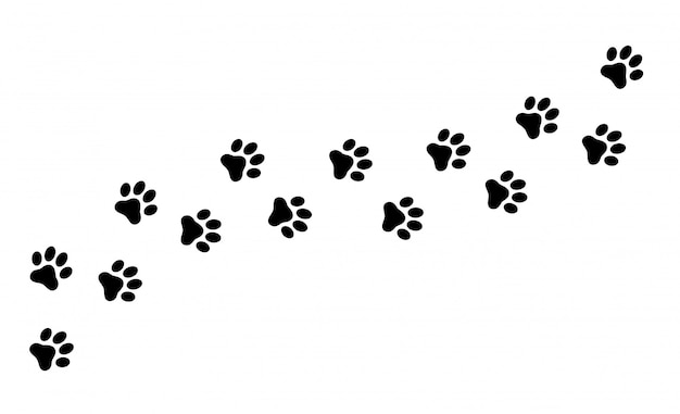 Vecteur empreinte de patte chat, chien, chiot animal trace.