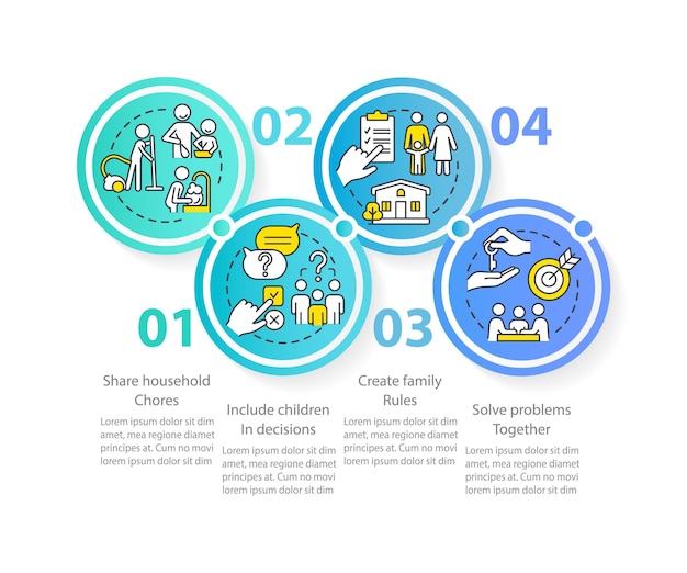 Encourager Le Modèle D'infographie De Cercle Bleu De Travail D'équipe