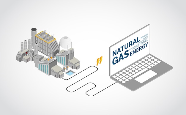 Énergie Au Gaz Naturel, Centrale électrique Au Gaz Naturel Avec Graphique Isométrique