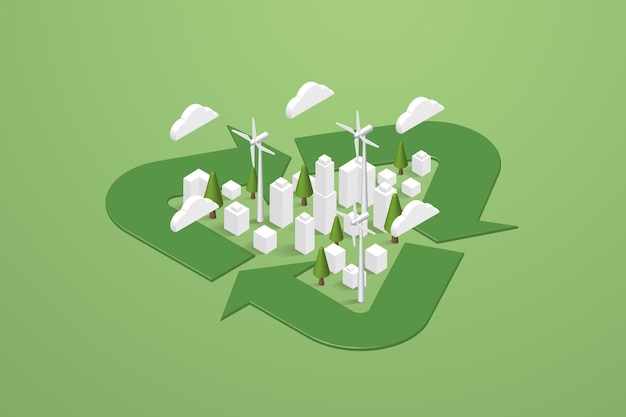 Énergie Propre De La Ville Verte Dans Le Symbole De Recyclage énergie Alternative écologiquement Durable