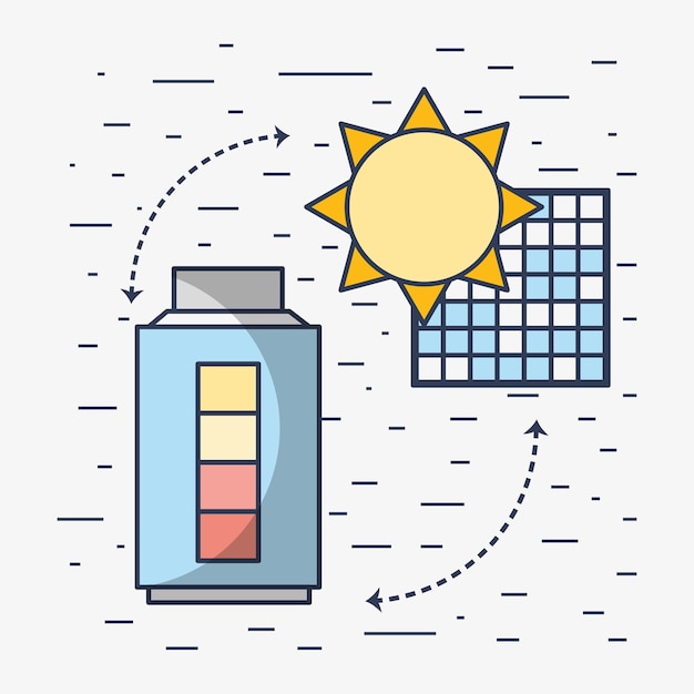 Vecteur energie solaire avec batterie électrique chargée