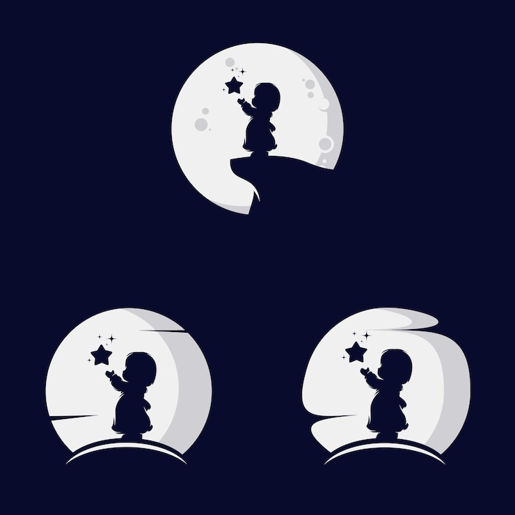 Vecteur enfant atteignant la conception de modèle de logo étoile