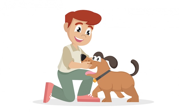 Enfant embrasse avec amour son animal de compagnie.