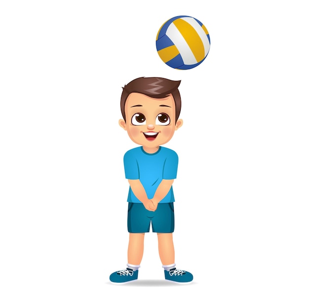 Enfant De Garçon Mignon Jouant Au Volley-ball