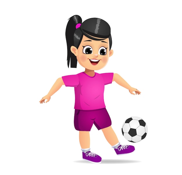 Enfant de jolie fille jouant au football