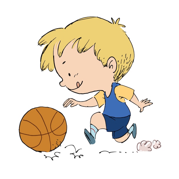 Vecteur enfant jouant au basketball