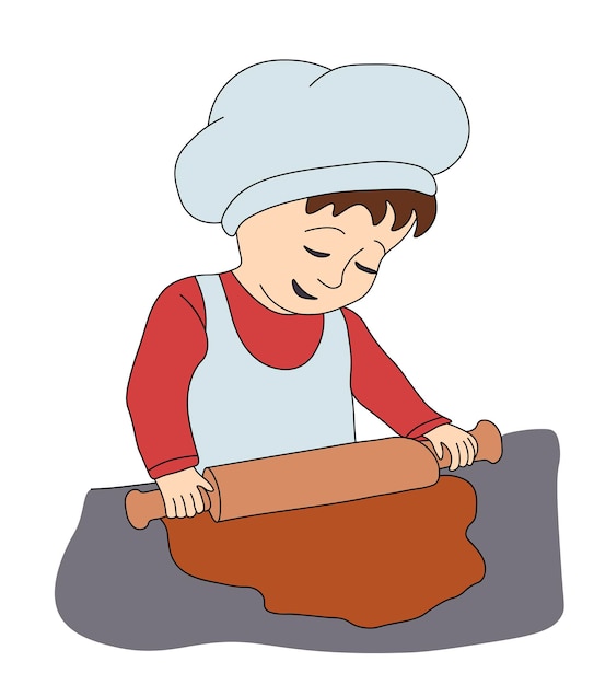Vecteur l'enfant roule la pâte pour le pain d'épice