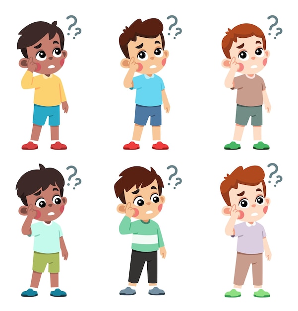 Enfant se sentant confus et se grattant la tête