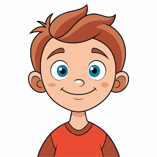 Vecteur enfant souriant mignon et heureux, mascotte dessinée à la main, personnage de dessin animé, autocollant, concept d'icône isolé