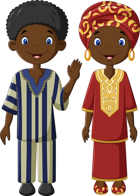 Vecteur enfants africains avec costume traditionnel