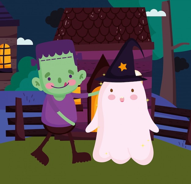 Vecteur enfants avec costume halloween