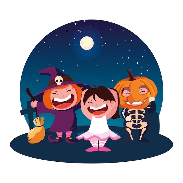 Enfants En Costumes D'halloween