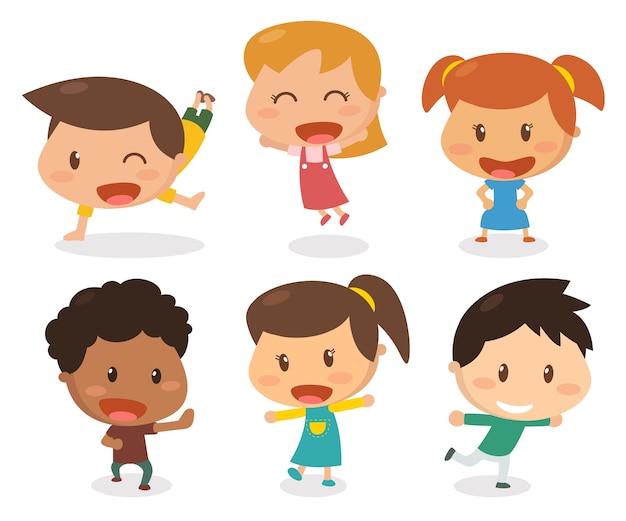 Les enfants dans différentes actions