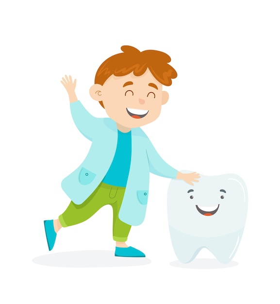 Enfants dentiste caractère vector illustration Enfant et dent sur fond isolé