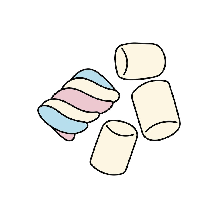 Vecteur les enfants dessinent des dessins animés vector illustration marshmallow isolé sur fond blanc
