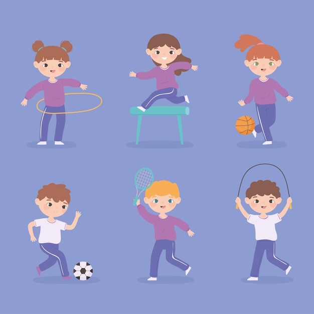 Vecteur enfants faisant du sport