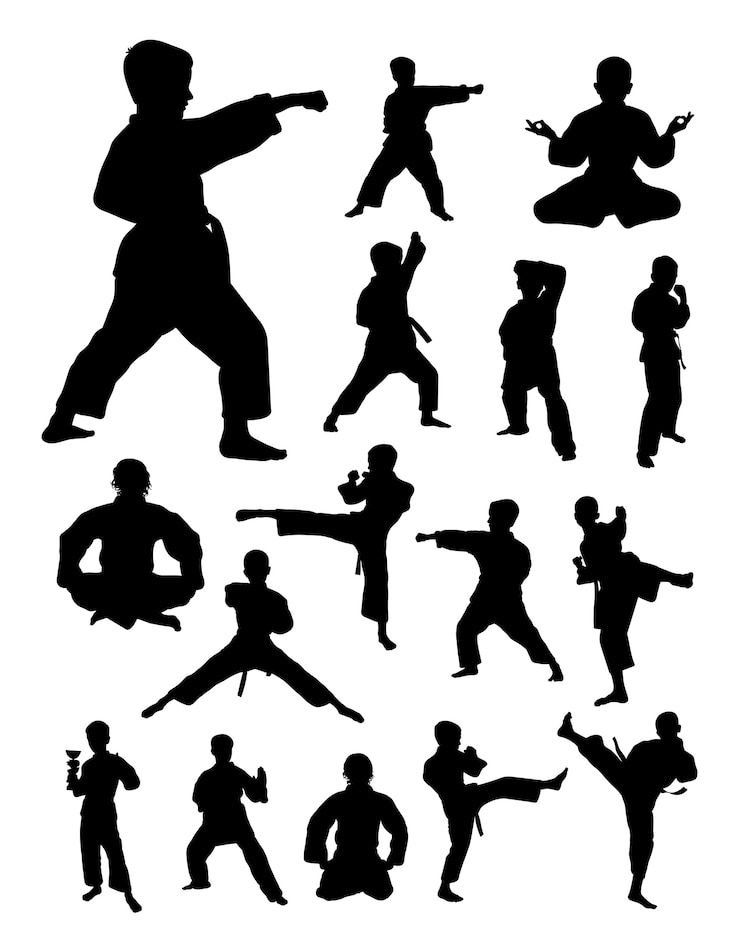 Vecteur enfants formant la silhouette de karaté